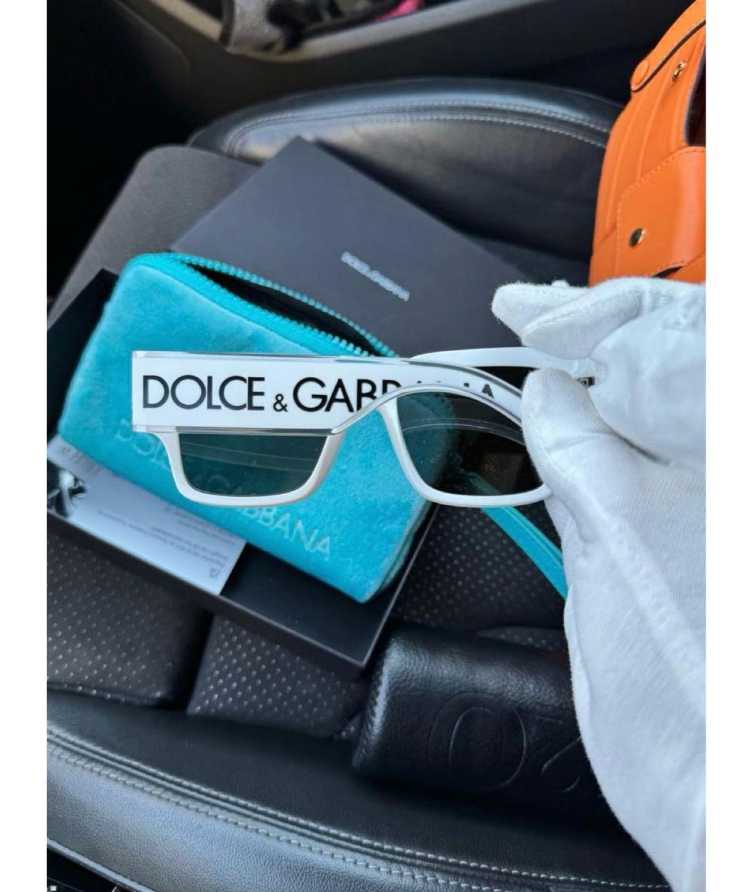 DOLCE&GABBANA Белые пластиковые солнцезащитные очки, фото 2