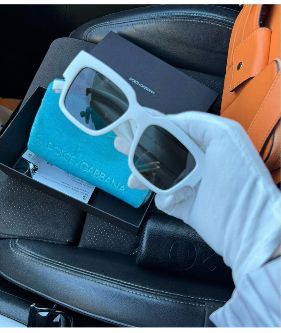 DOLCE&GABBANA Белые пластиковые солнцезащитные очки, фото 4