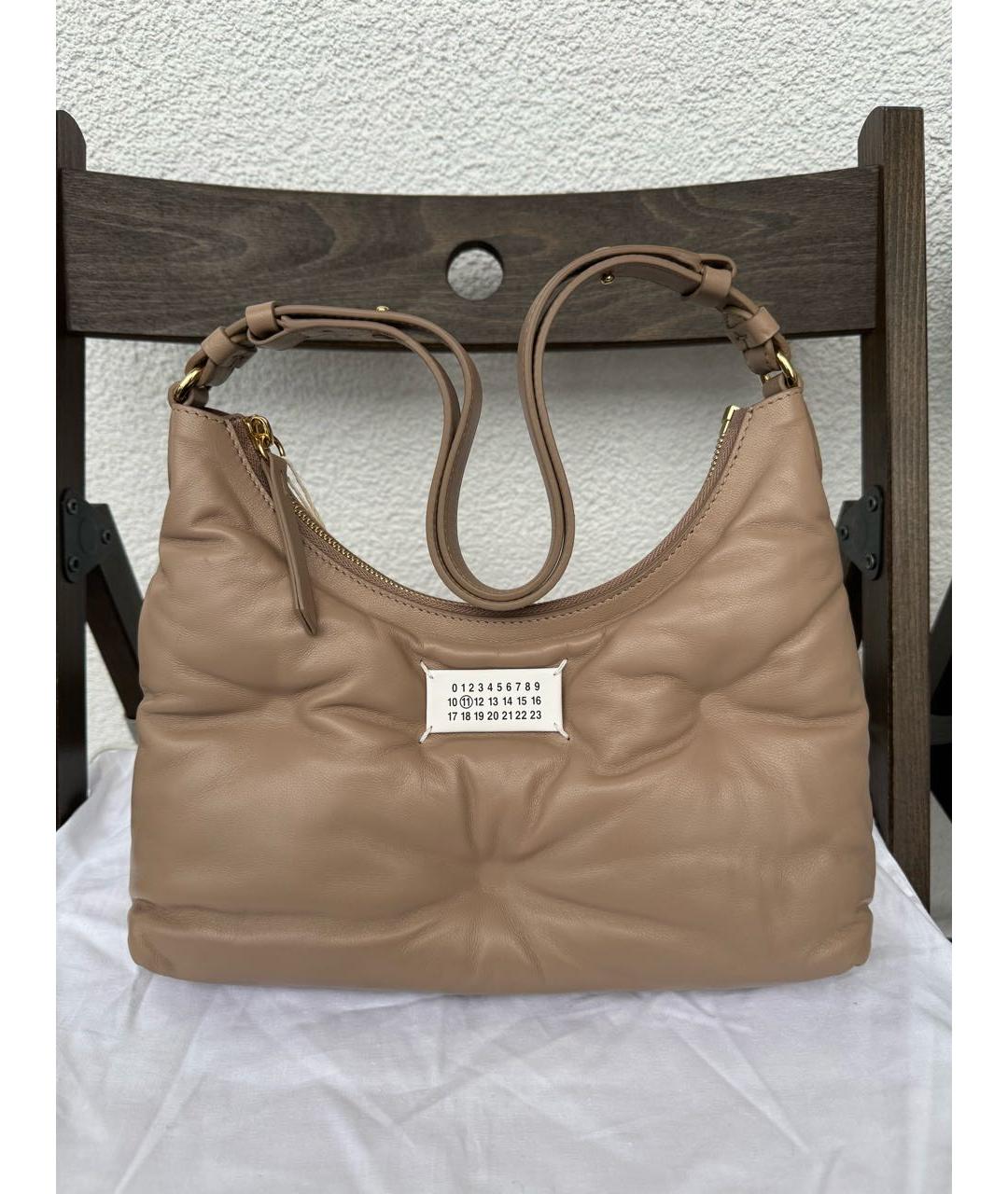 MAISON MARGIELA Бежевая кожаная сумка через плечо, фото 2