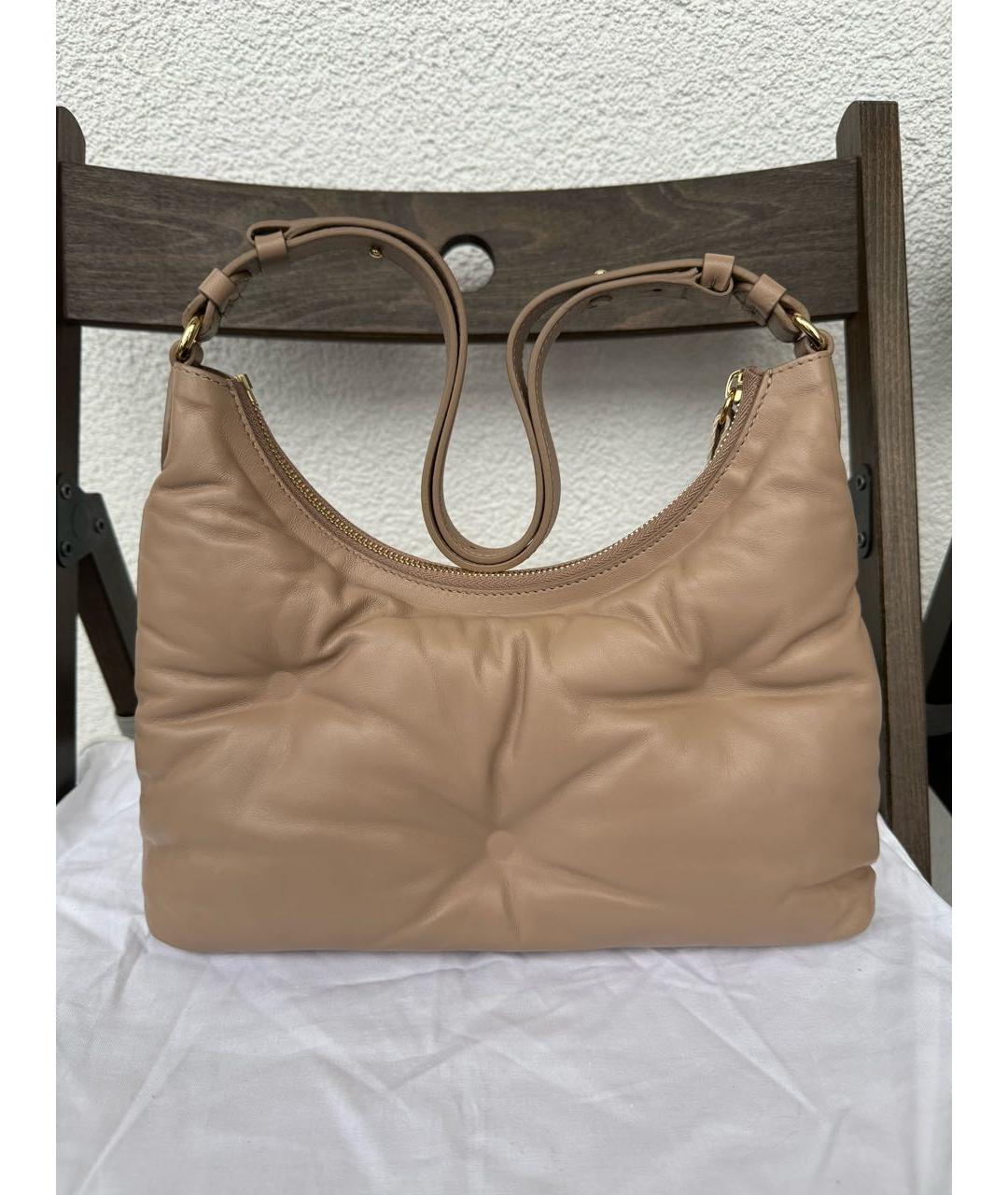 MAISON MARGIELA Бежевая кожаная сумка через плечо, фото 3