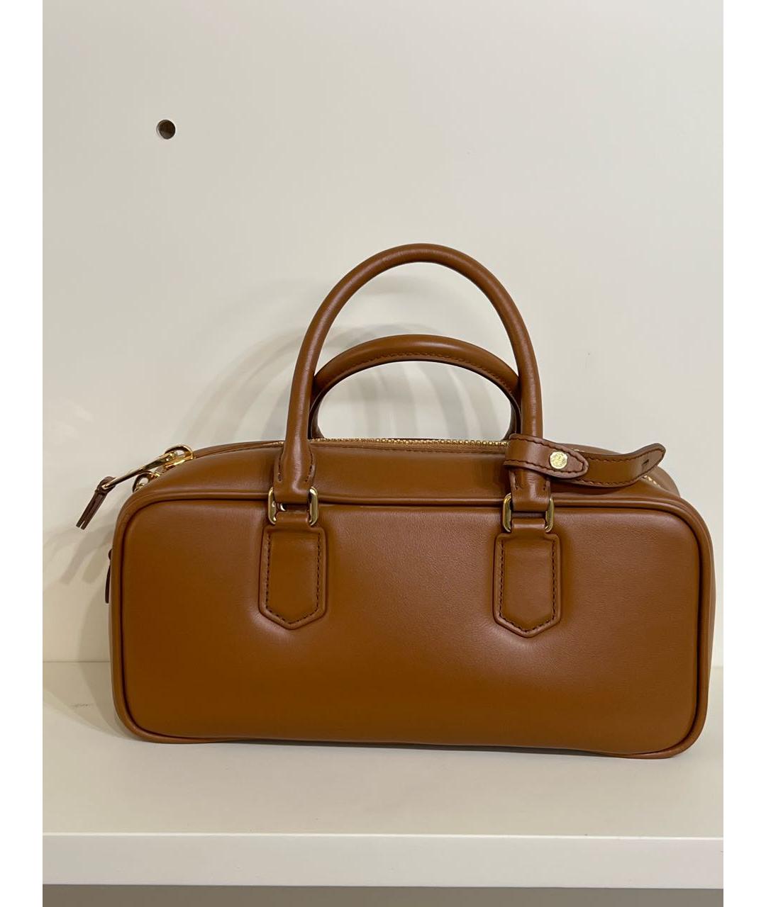 MIU MIU Коричневая кожаная сумка с короткими ручками, фото 2