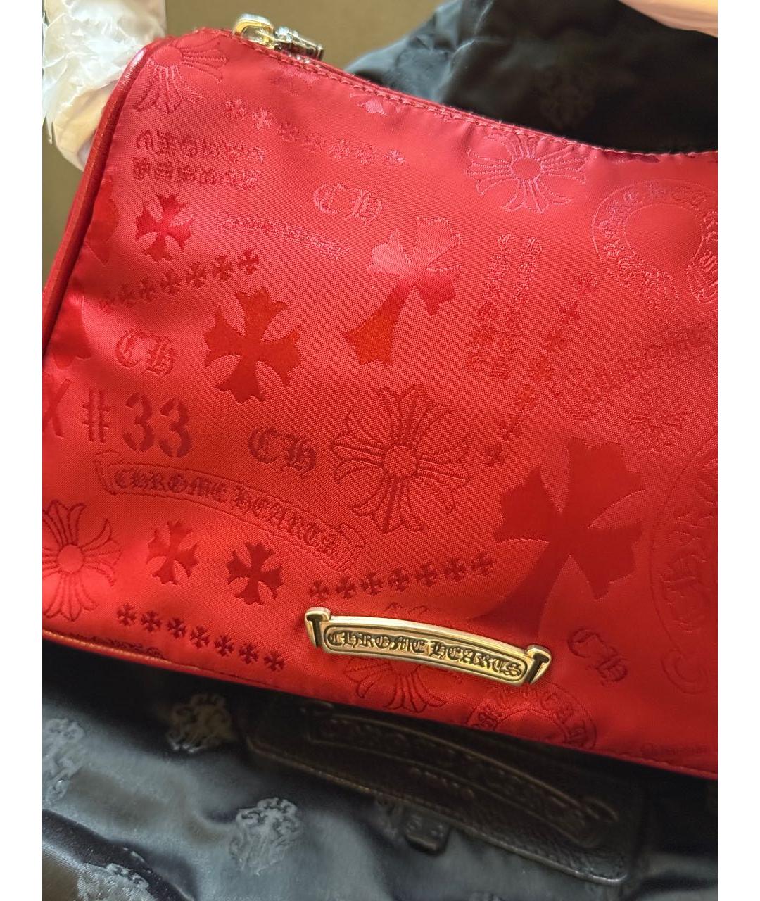 CHROME HEARTS Красная тканевая сумка с короткими ручками, фото 4