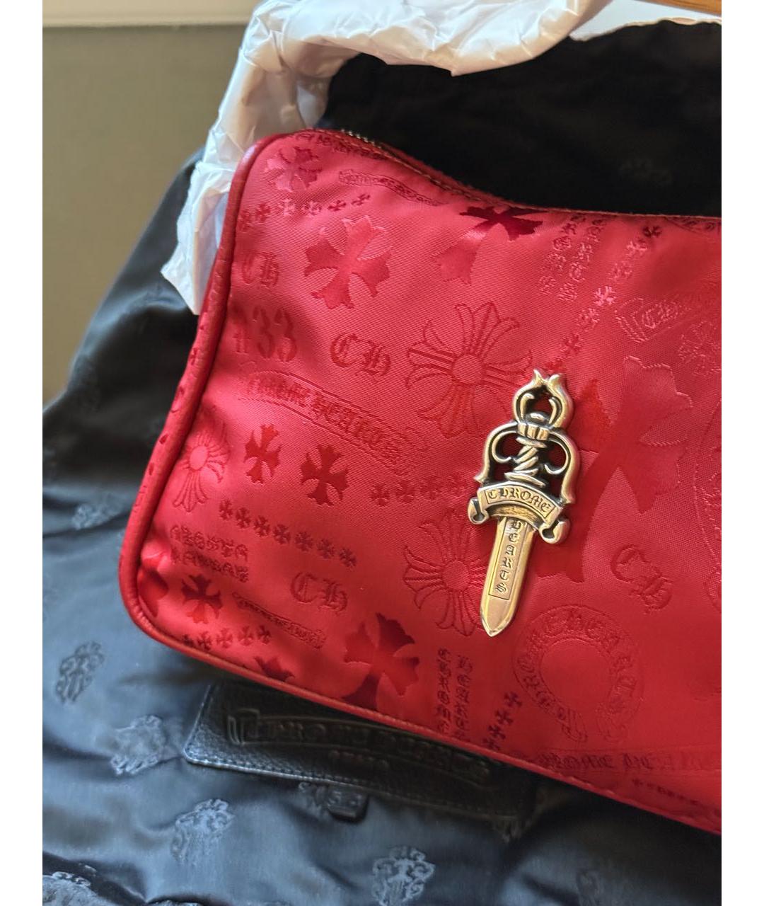 CHROME HEARTS Красная тканевая сумка с короткими ручками, фото 2