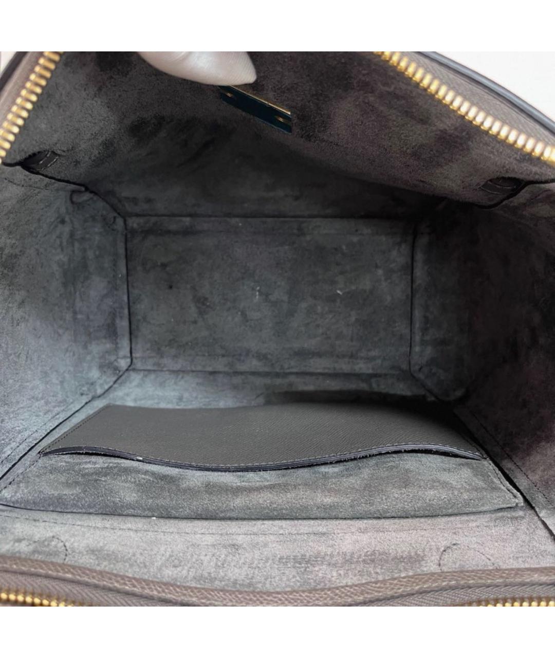 CELINE Антрацитовая кожаная сумка тоут, фото 8