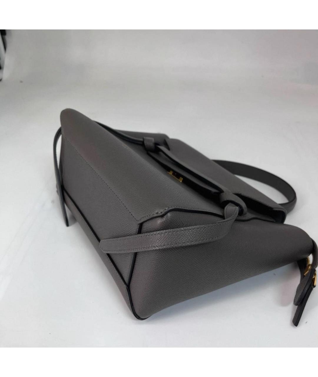 CELINE Антрацитовая кожаная сумка тоут, фото 7