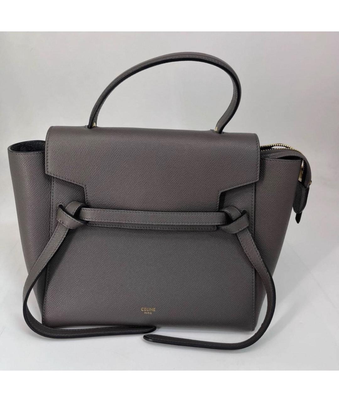 CELINE Антрацитовая кожаная сумка тоут, фото 9