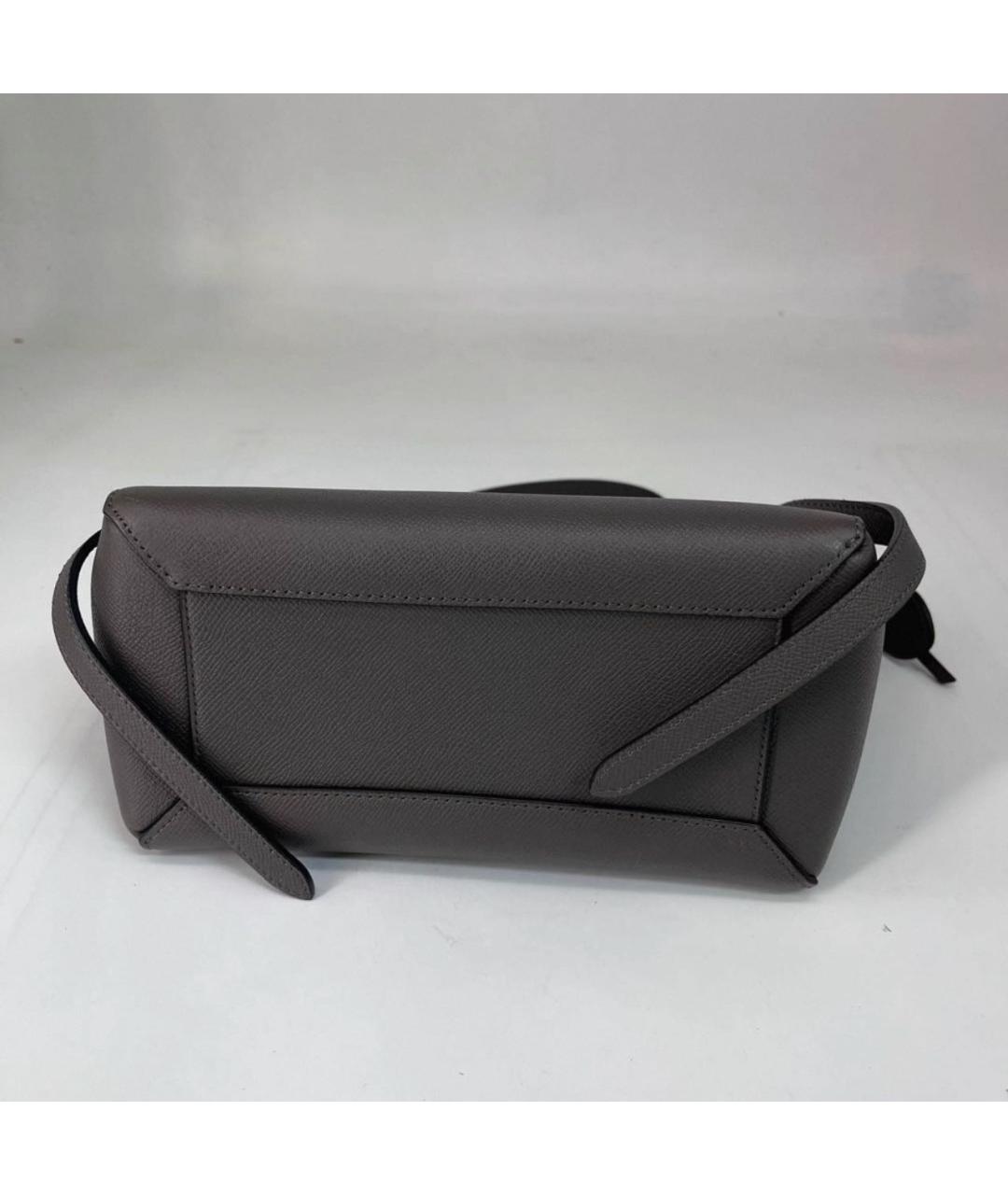 CELINE Антрацитовая кожаная сумка тоут, фото 5