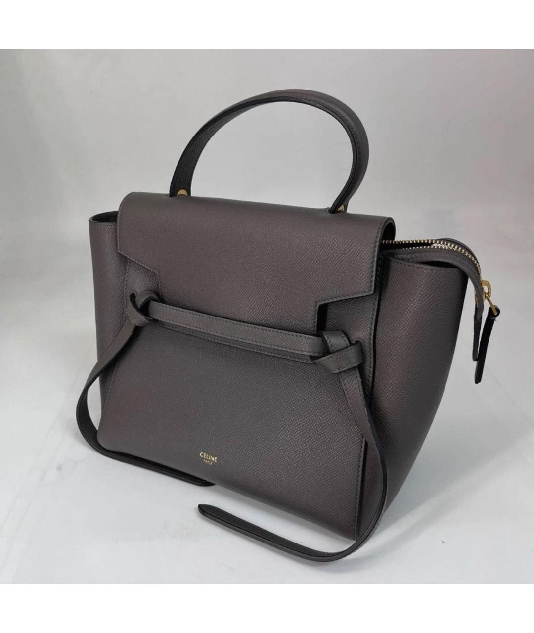 CELINE Антрацитовая кожаная сумка тоут, фото 3