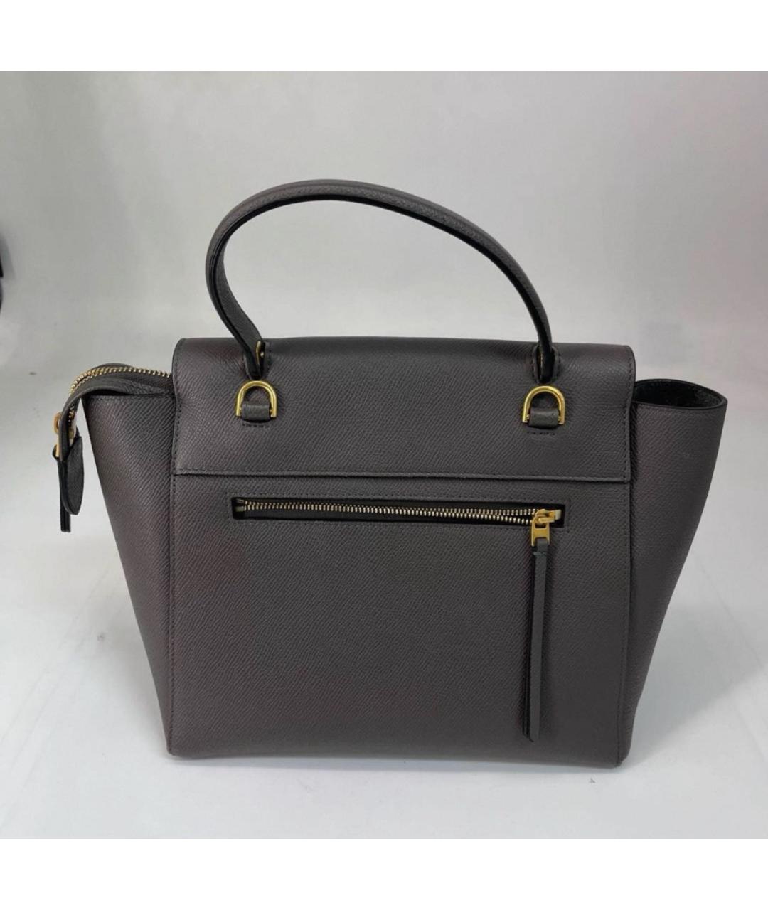 CELINE Антрацитовая кожаная сумка тоут, фото 4