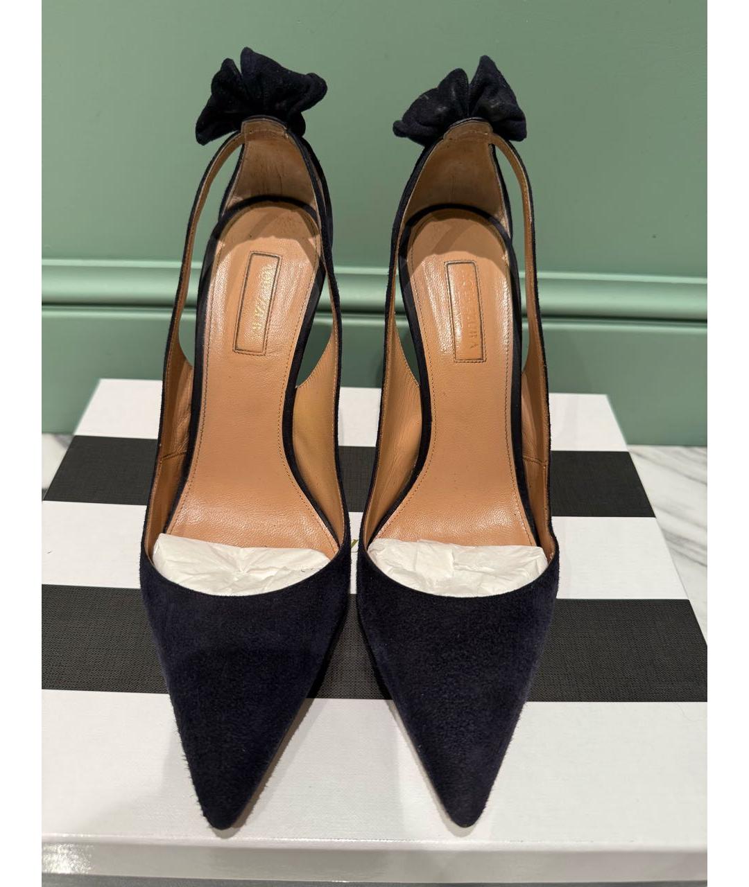 AQUAZZURA Темно-синие замшевые туфли, фото 4