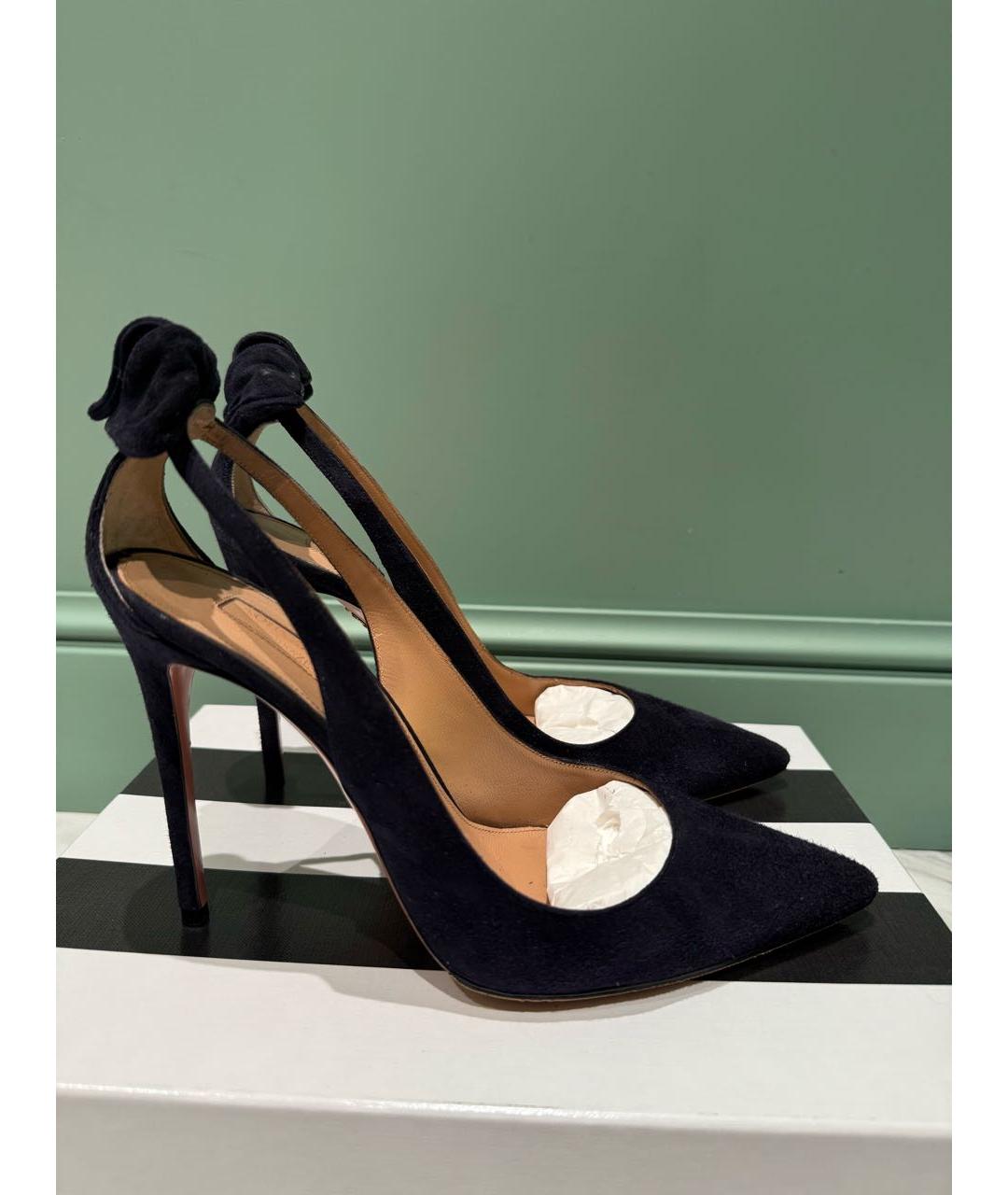 AQUAZZURA Темно-синие замшевые туфли, фото 6