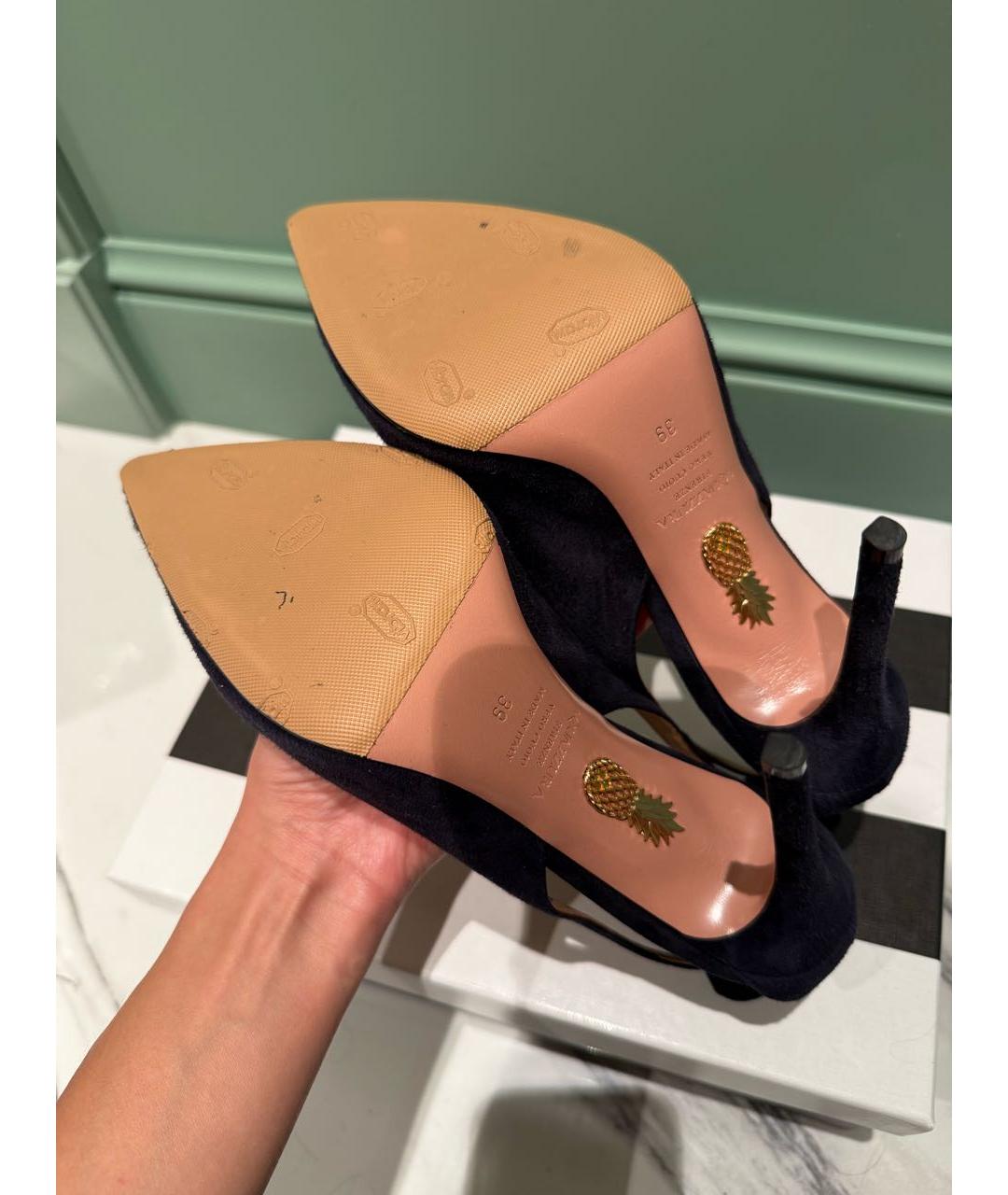 AQUAZZURA Темно-синие замшевые туфли, фото 5