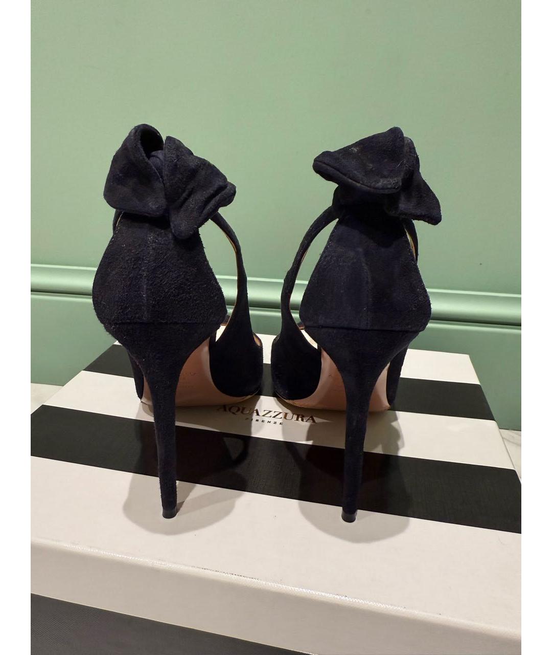AQUAZZURA Темно-синие замшевые туфли, фото 3