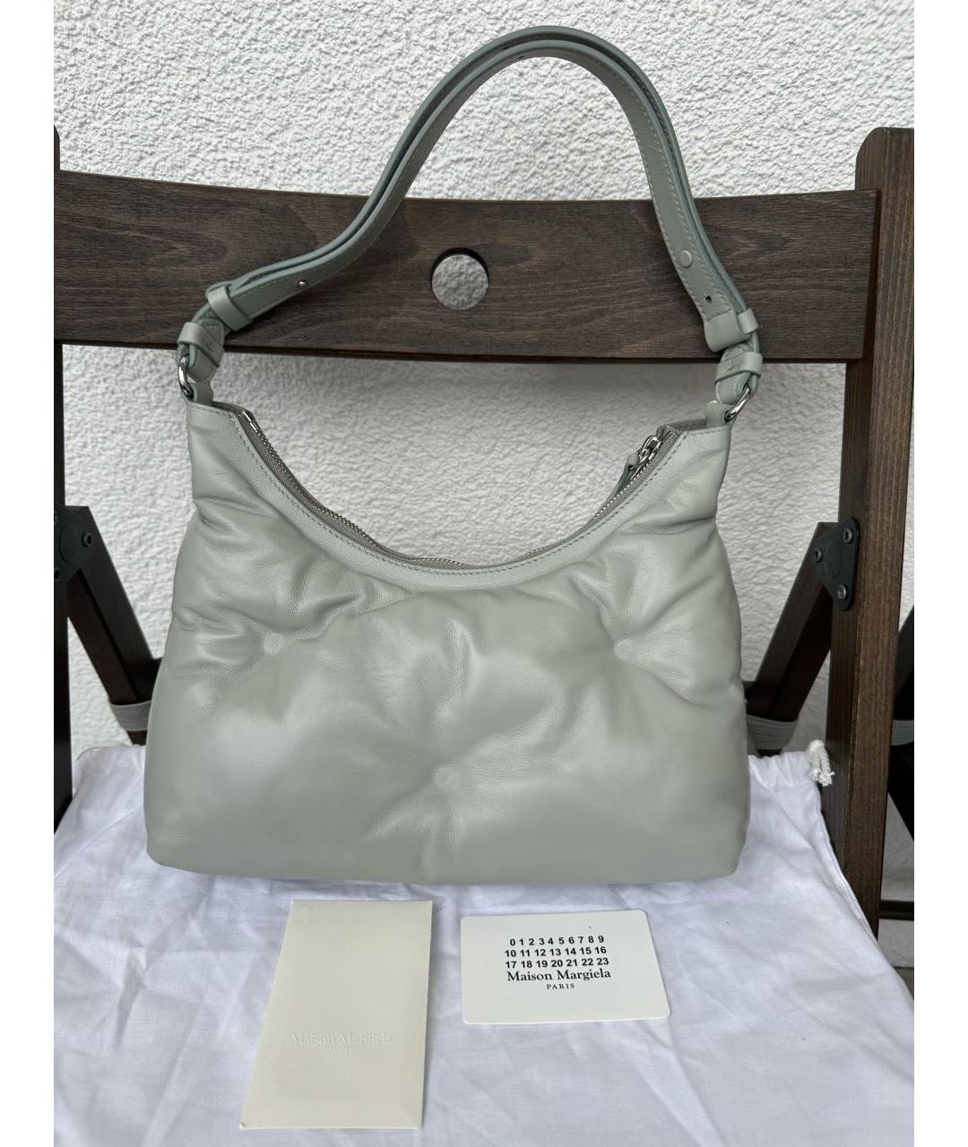 MAISON MARGIELA Серая кожаная сумка через плечо, фото 3