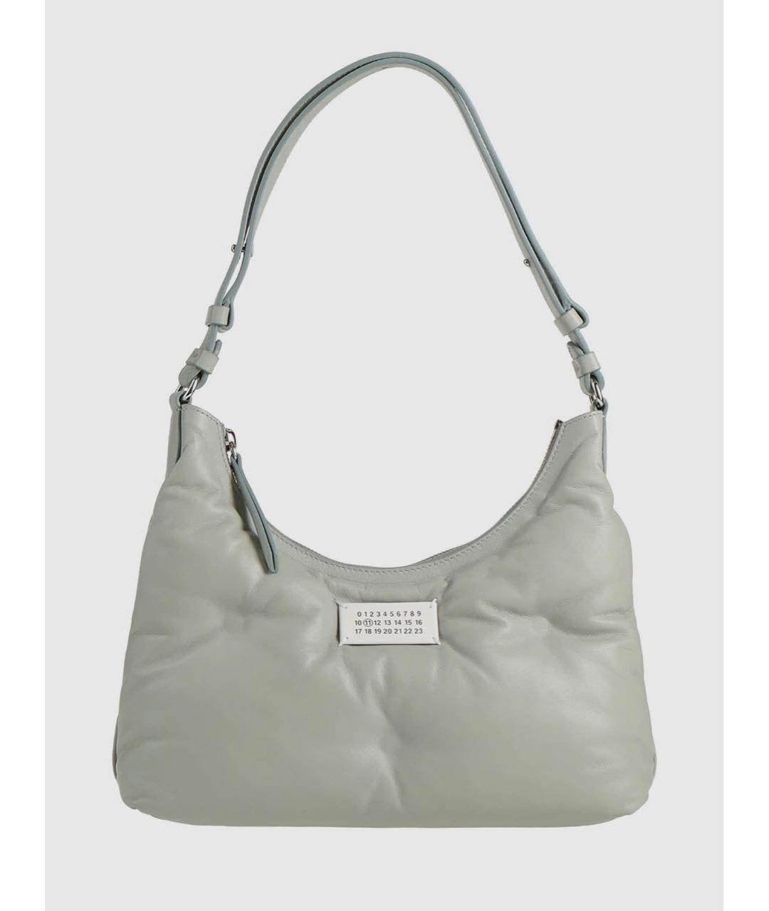 MAISON MARGIELA Серая кожаная сумка через плечо, фото 9