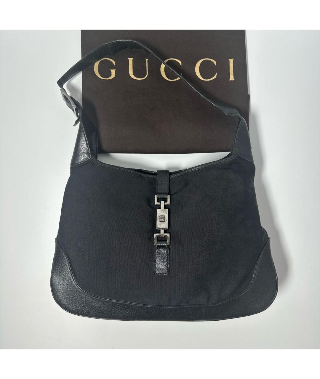 GUCCI Черная кожаная сумка с короткими ручками, фото 5