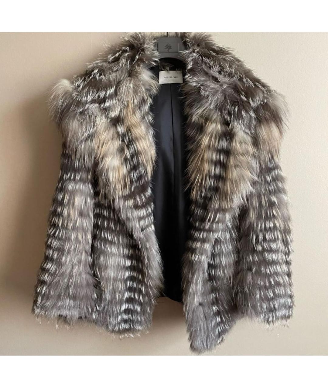 YVES SALOMON Серебряная меховая шуба, фото 8