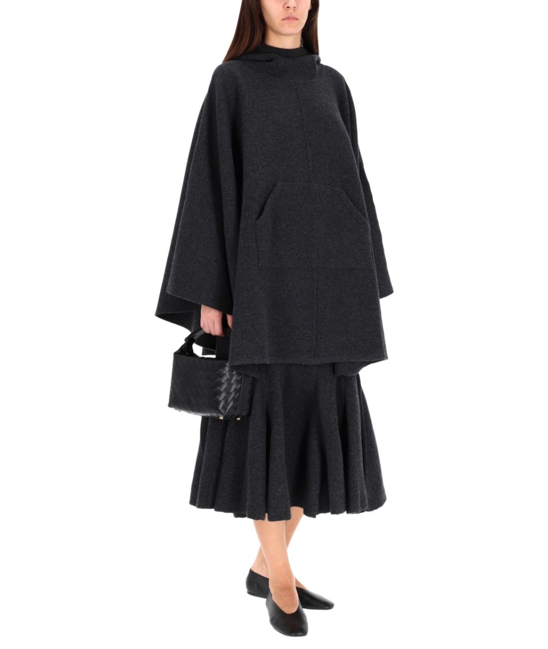 BOTTEGA VENETA Антрацитовая кашемировая юбка миди, фото 2