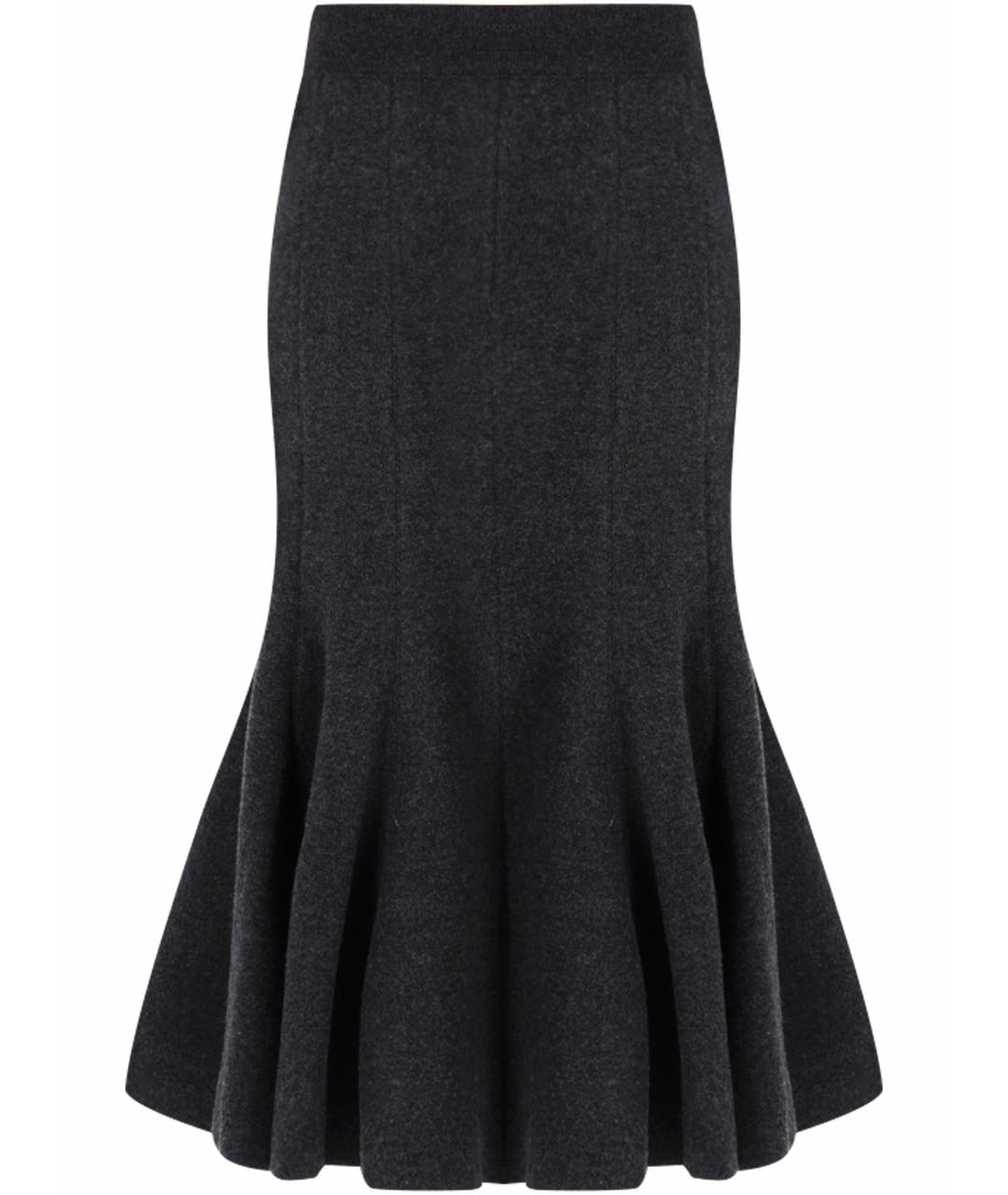 BOTTEGA VENETA Антрацитовая кашемировая юбка миди, фото 1