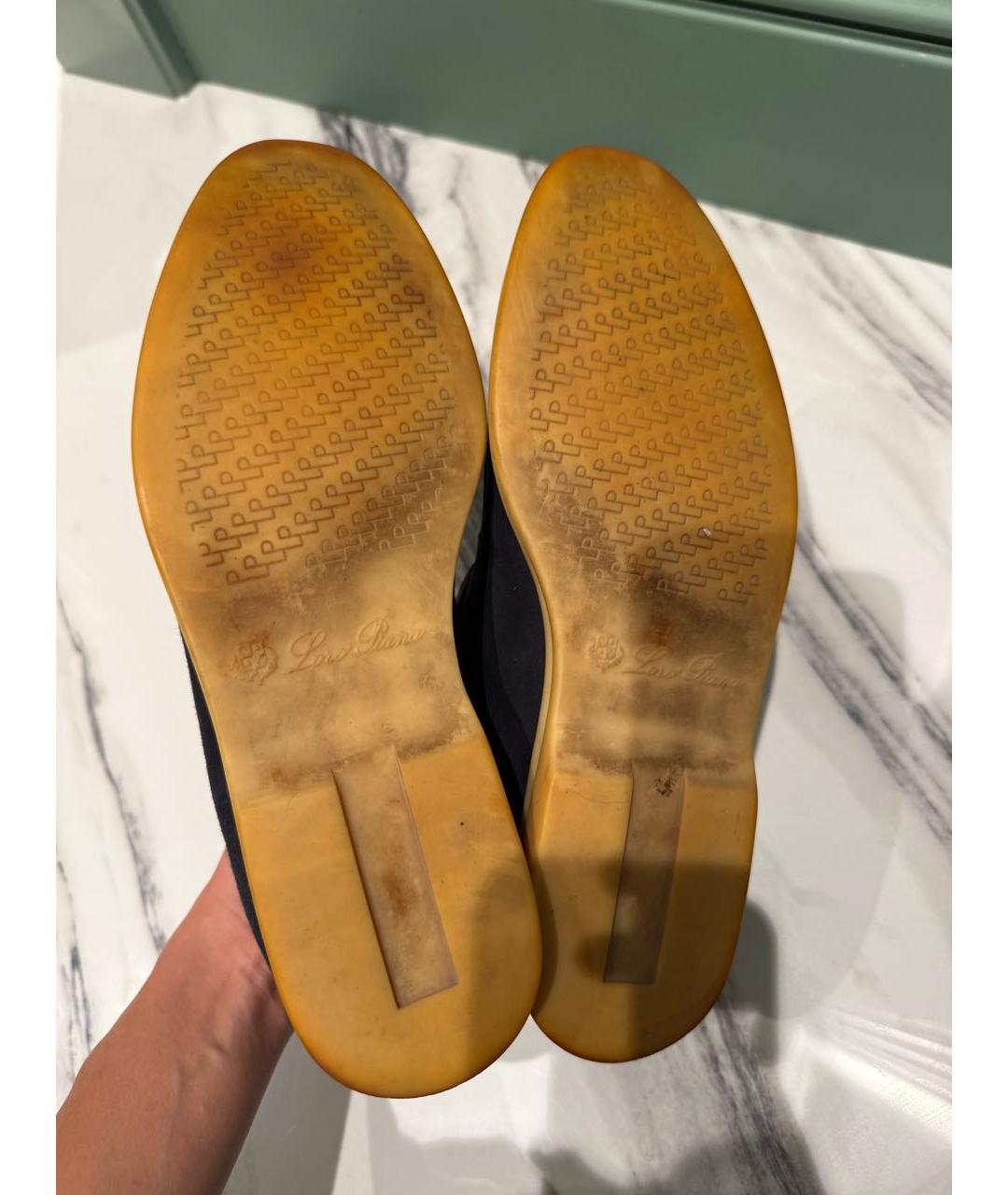 LORO PIANA Темно-синие замшевые лоферы, фото 4