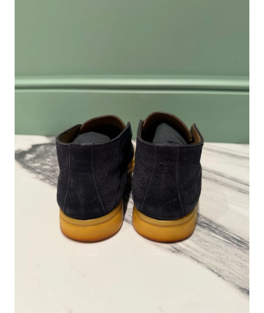 LORO PIANA Темно-синие замшевые лоферы, фото 3