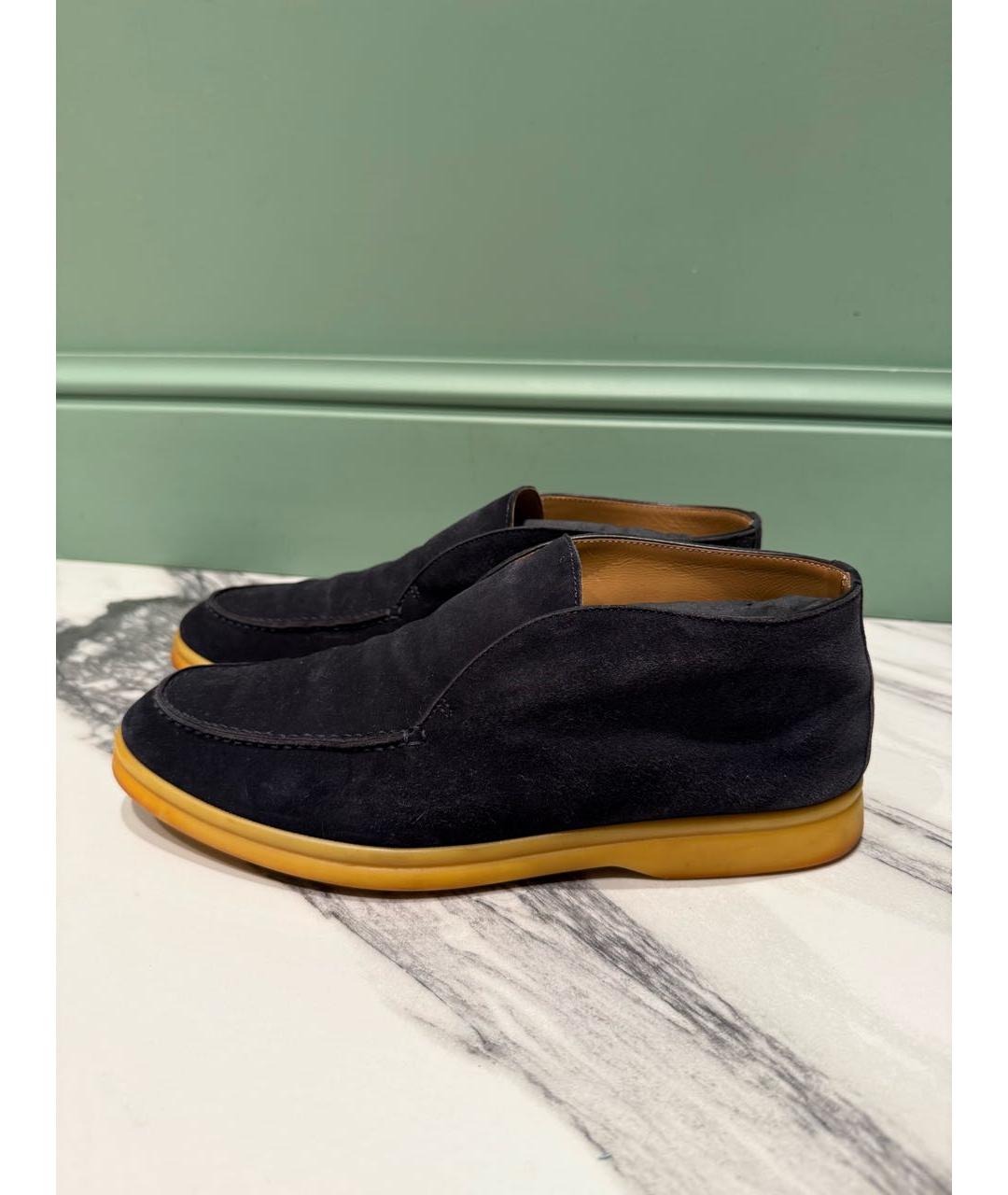 LORO PIANA Темно-синие замшевые лоферы, фото 2