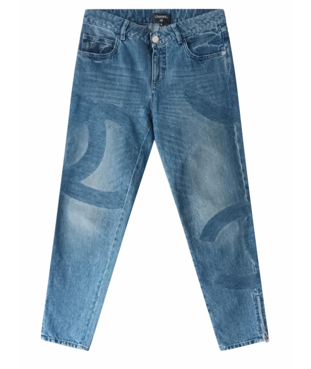 CHANEL Голубые хлопковые прямые джинсы, фото 1