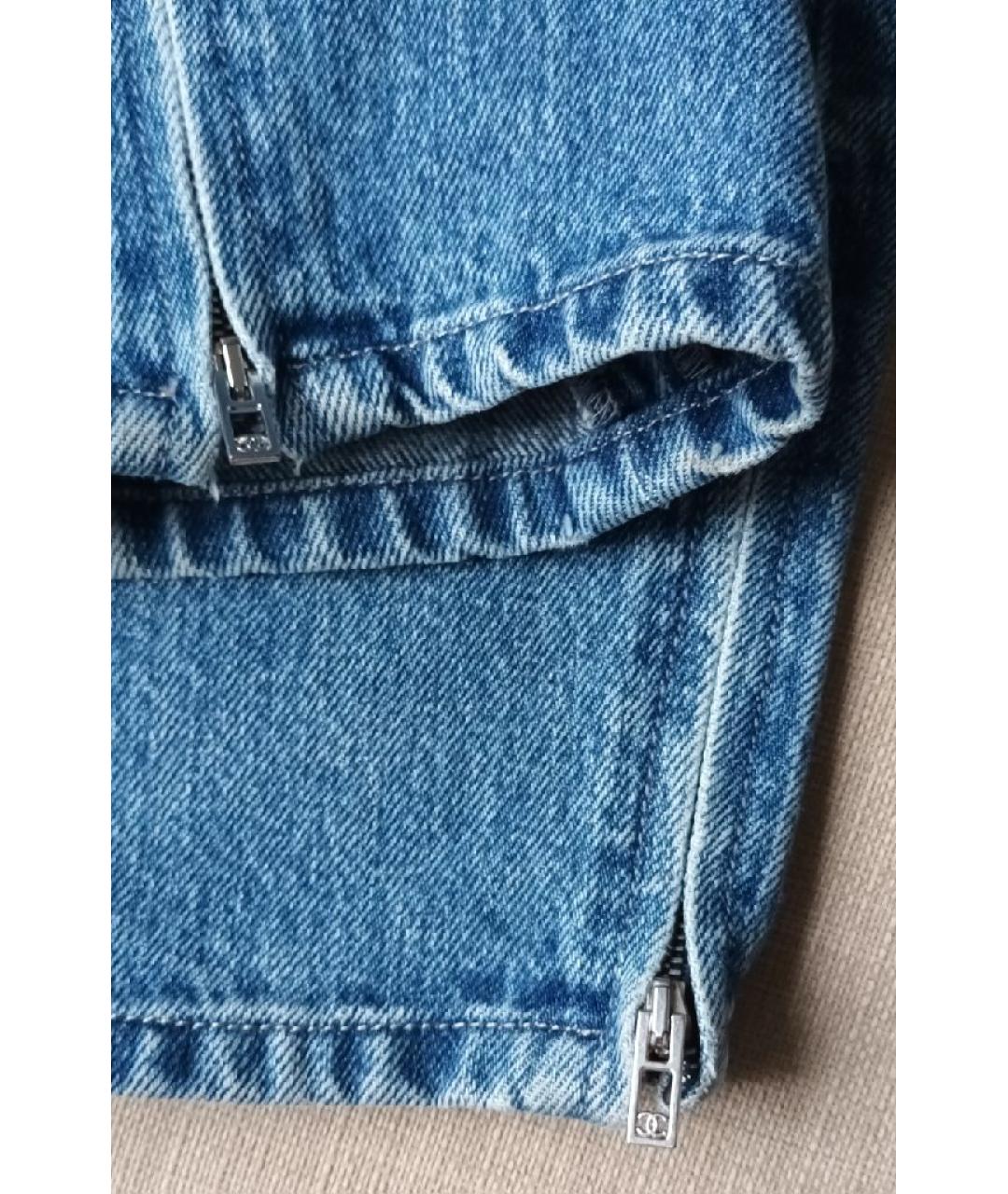 CHANEL Голубые хлопковые прямые джинсы, фото 4