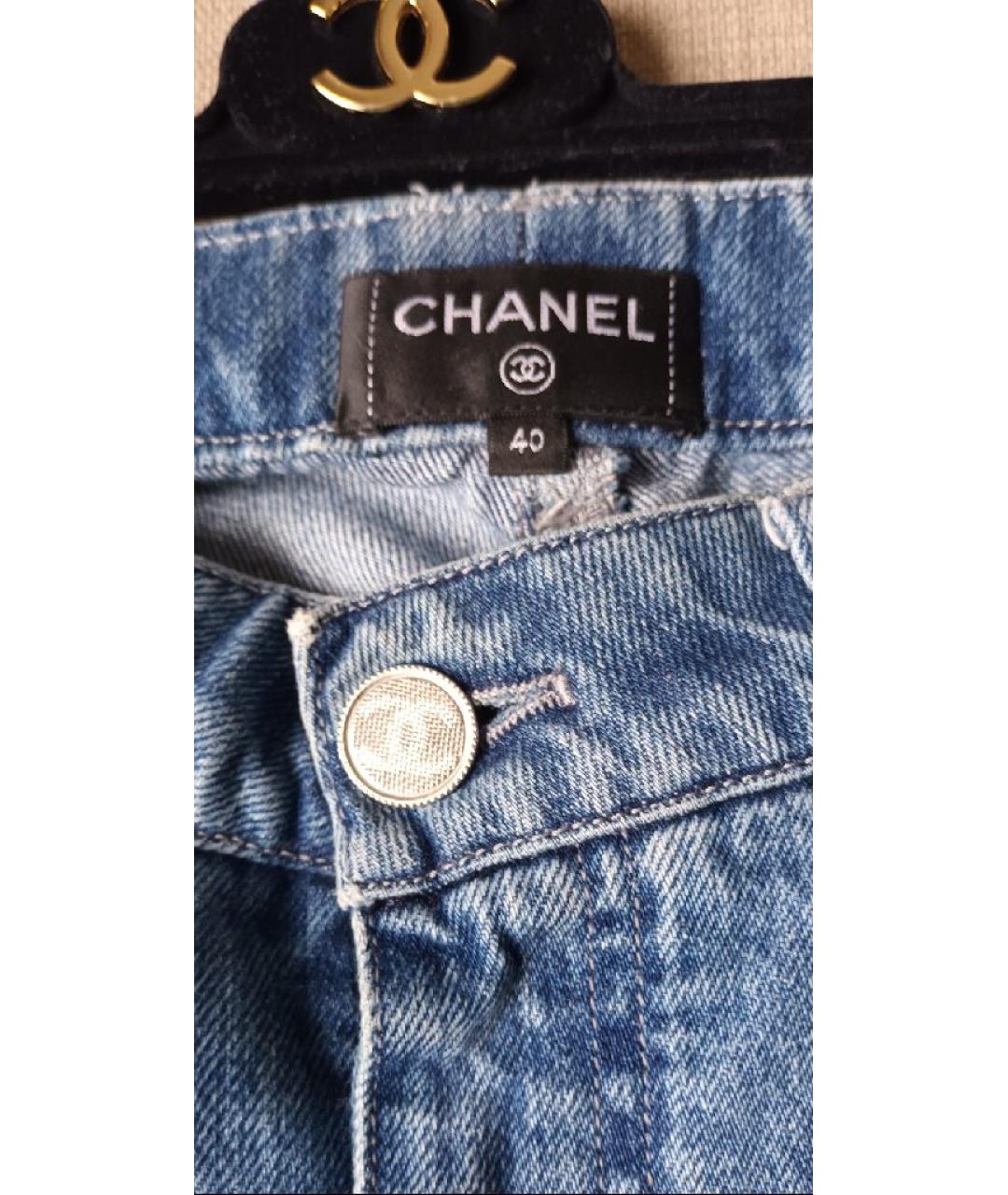 CHANEL Голубые хлопковые прямые джинсы, фото 4