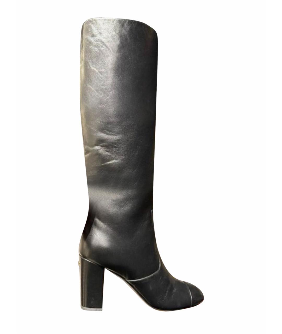CHANEL Черные кожаные сапоги, фото 1