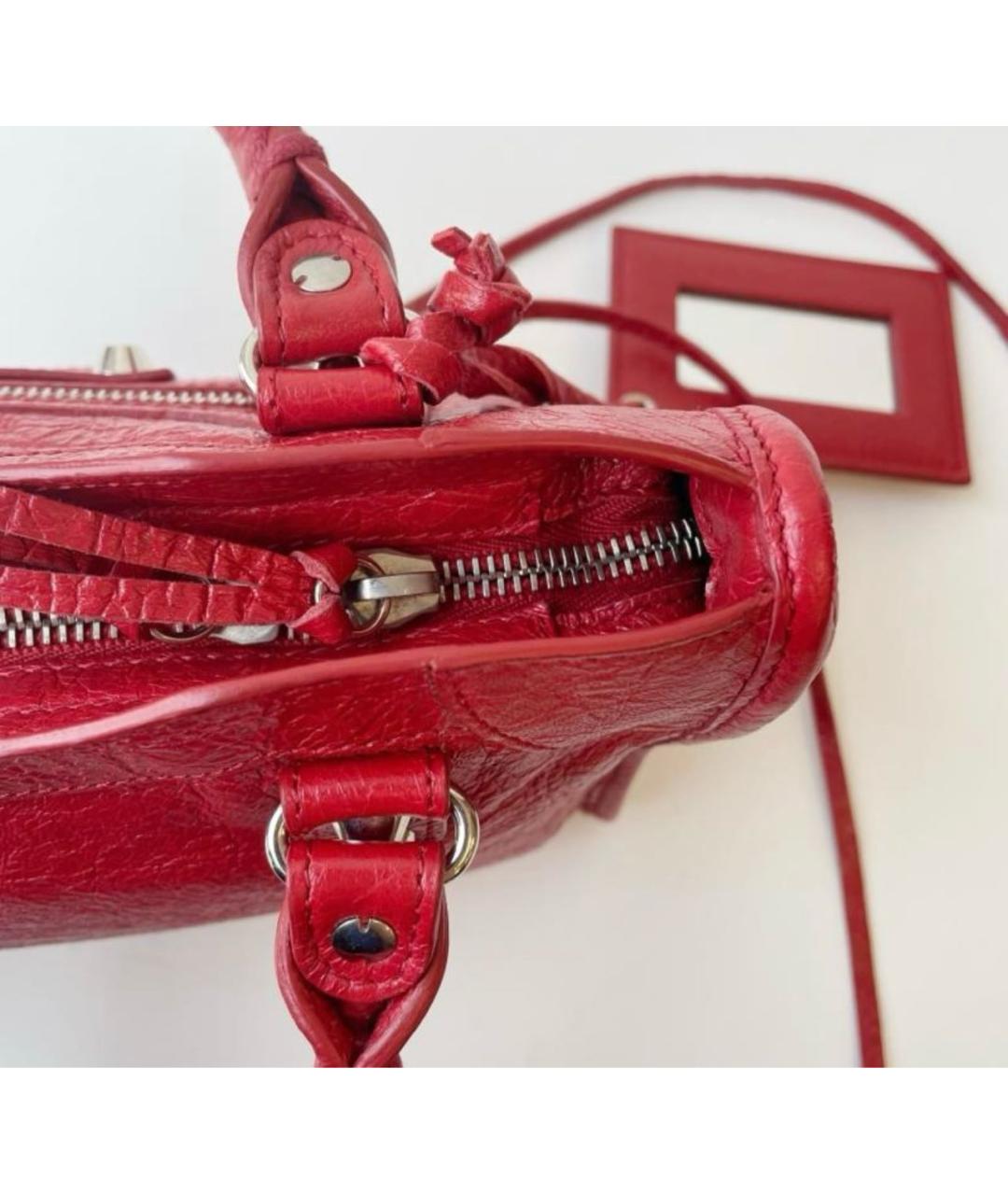 BALENCIAGA Красная кожаная сумка с короткими ручками, фото 8
