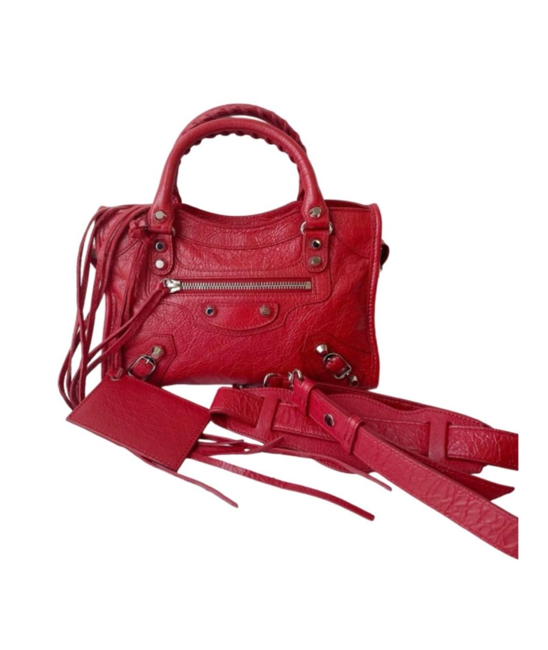 BALENCIAGA Красная кожаная сумка с короткими ручками, фото 9