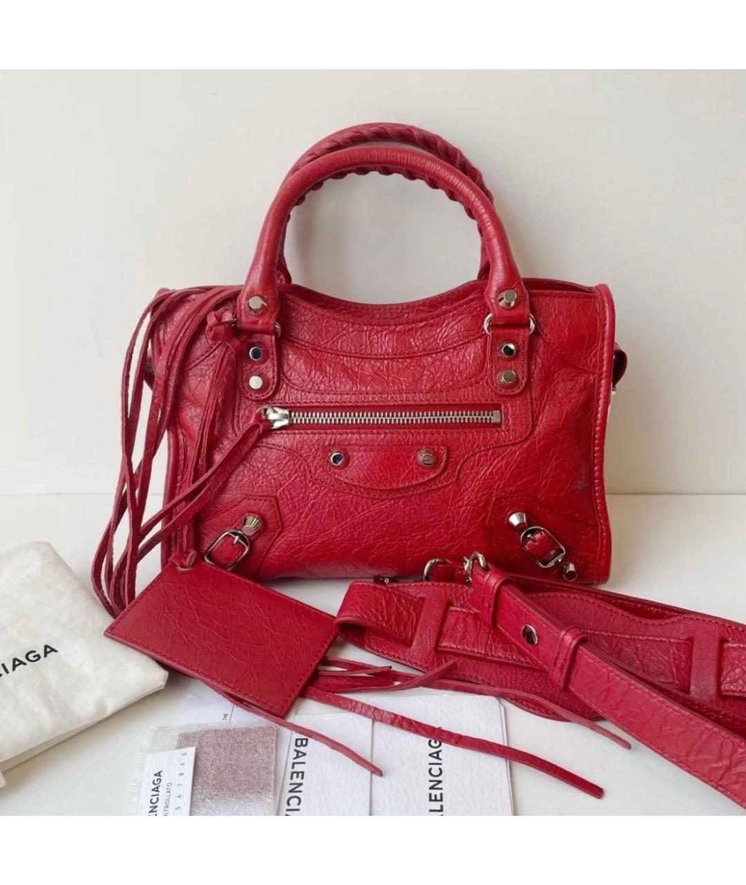 BALENCIAGA Красная кожаная сумка с короткими ручками, фото 2