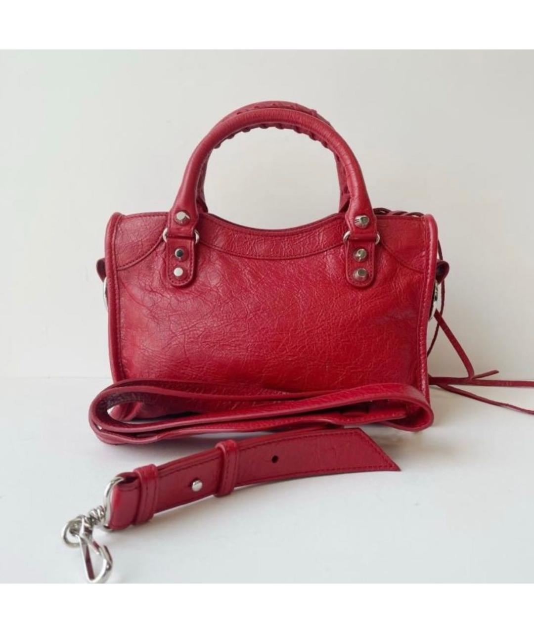 BALENCIAGA Красная кожаная сумка с короткими ручками, фото 3