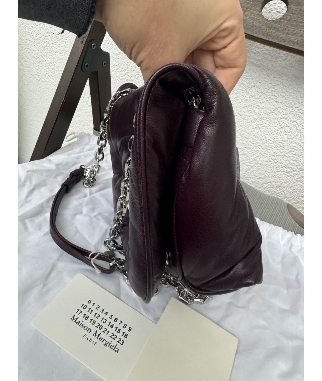 MAISON MARGIELA Бордовая кожаная сумка через плечо, фото 6