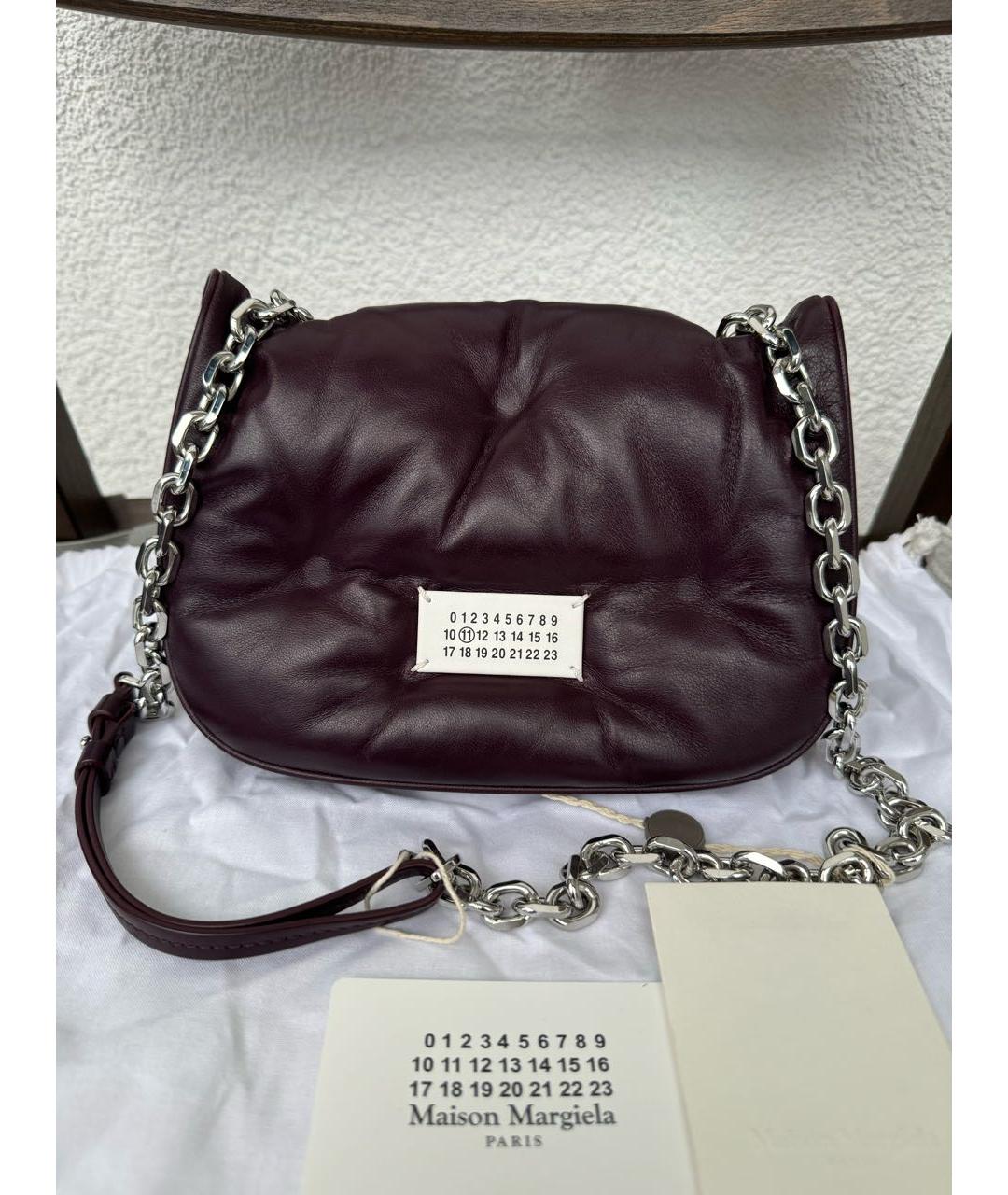 MAISON MARGIELA Бордовая кожаная сумка через плечо, фото 2