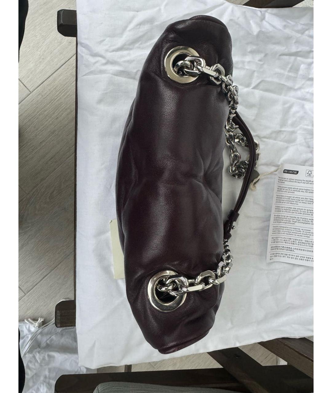 MAISON MARGIELA Бордовая кожаная сумка через плечо, фото 4