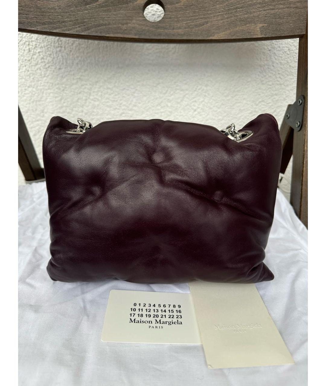 MAISON MARGIELA Бордовая кожаная сумка через плечо, фото 3