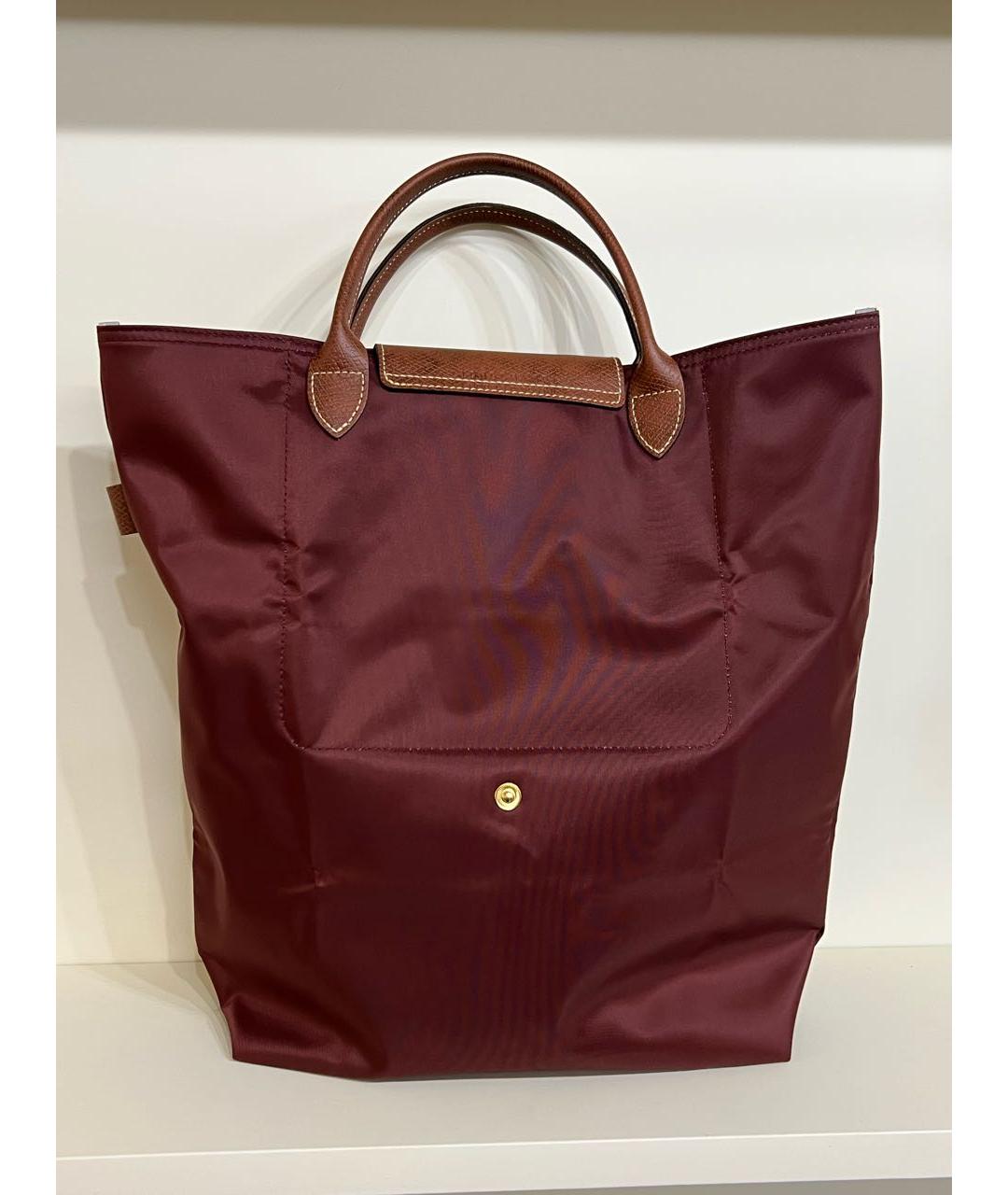 LONGCHAMP Бордовая синтетическая сумка тоут, фото 2