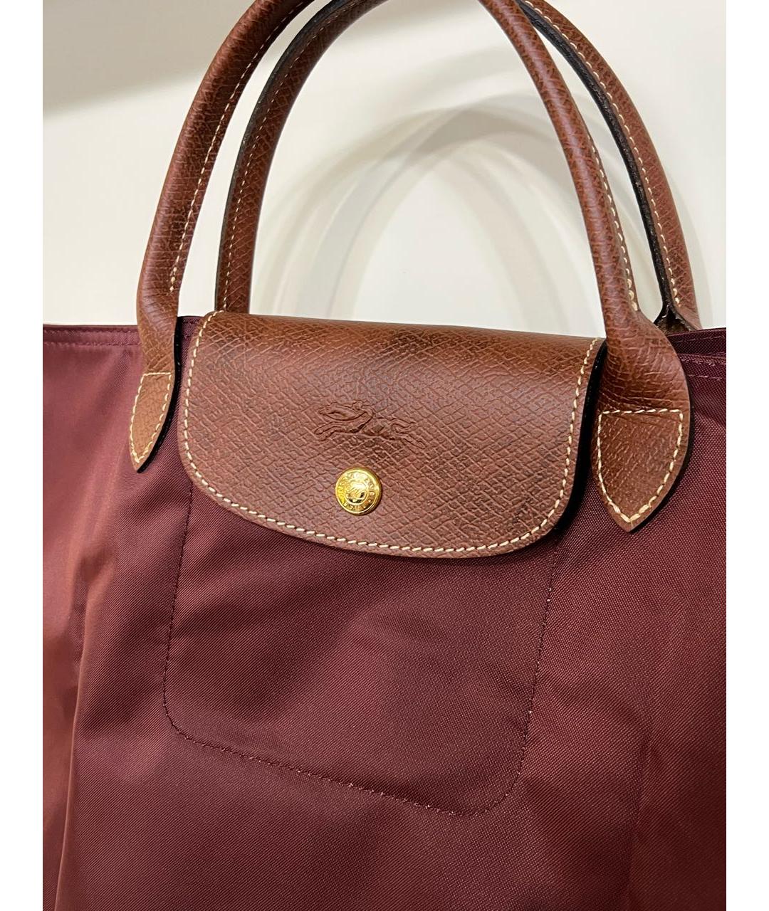 LONGCHAMP Бордовая синтетическая сумка тоут, фото 3