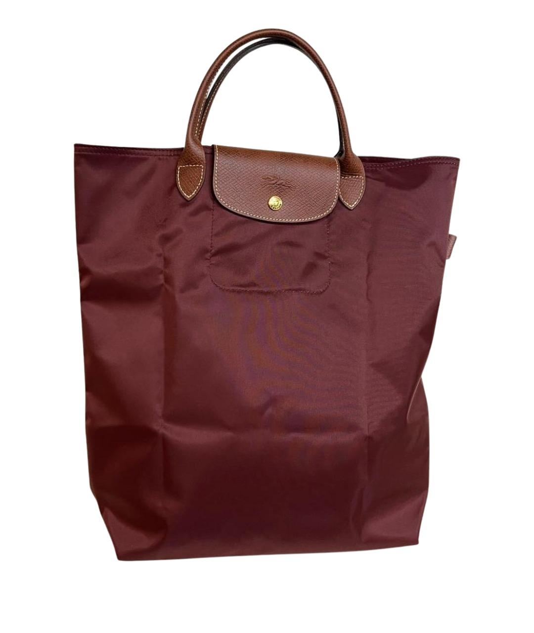 LONGCHAMP Бордовая синтетическая сумка тоут, фото 1