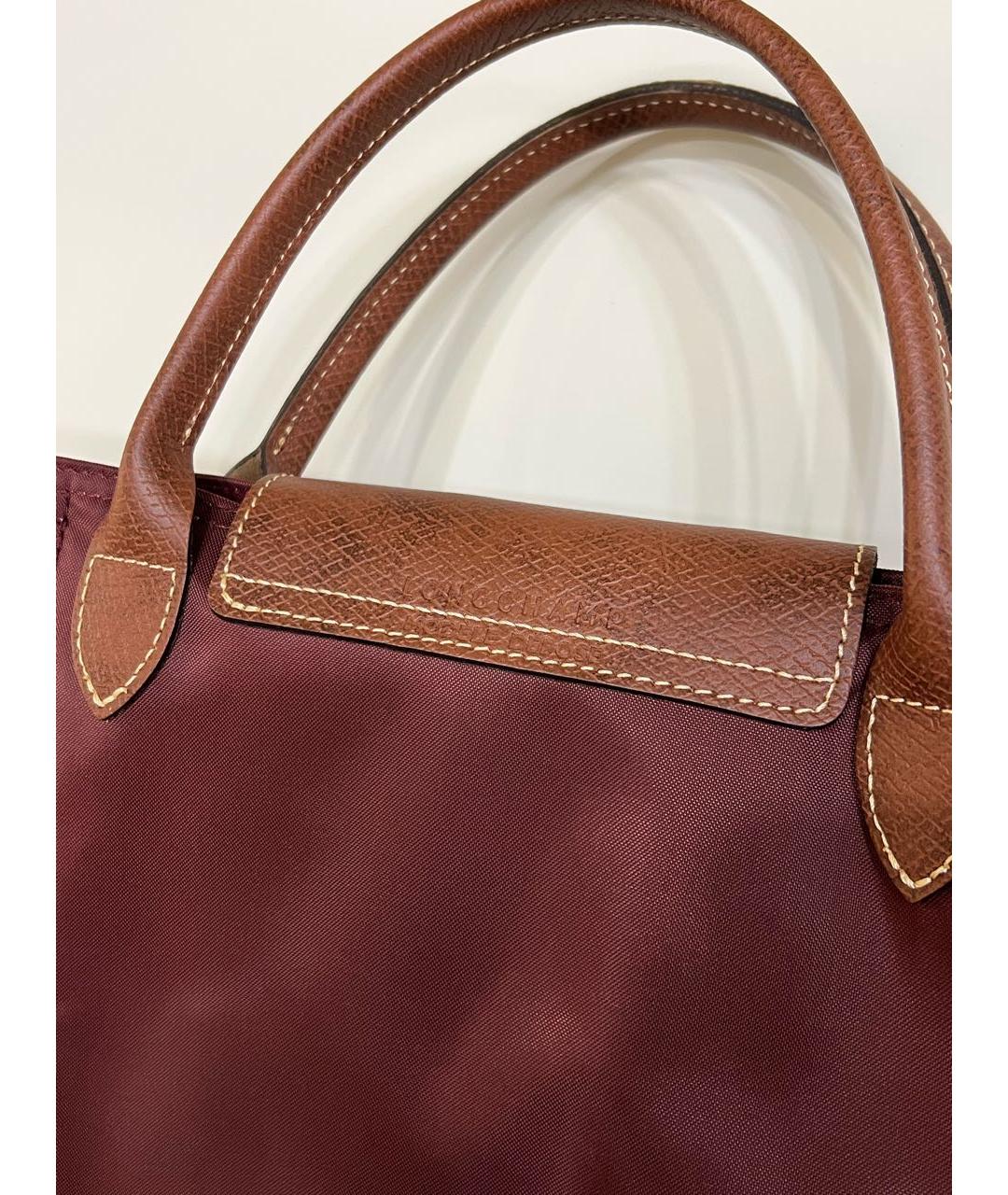 LONGCHAMP Бордовая синтетическая сумка тоут, фото 4