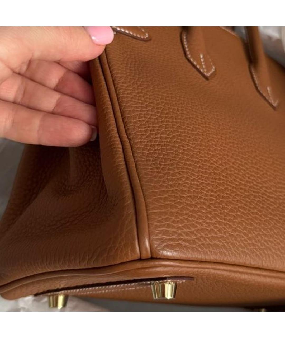 HERMES Коричневая кожаная сумка с короткими ручками, фото 8