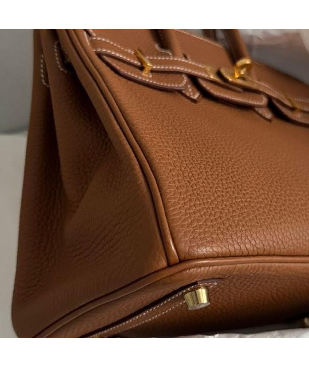 HERMES Коричневая кожаная сумка с короткими ручками, фото 7