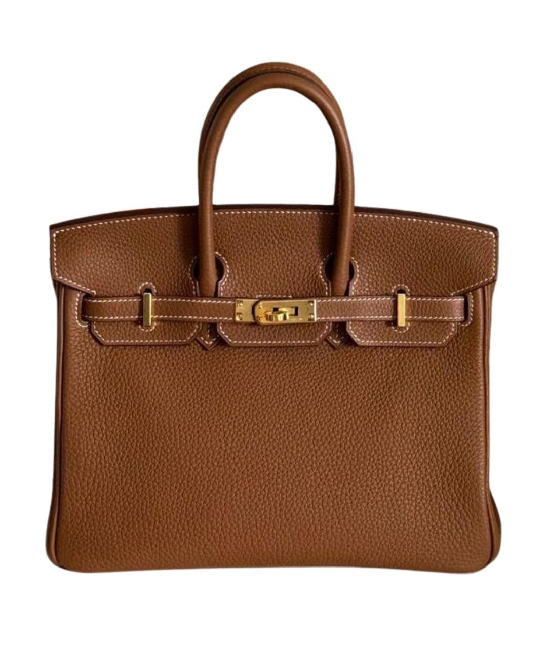 HERMES Коричневая кожаная сумка с короткими ручками, фото 1