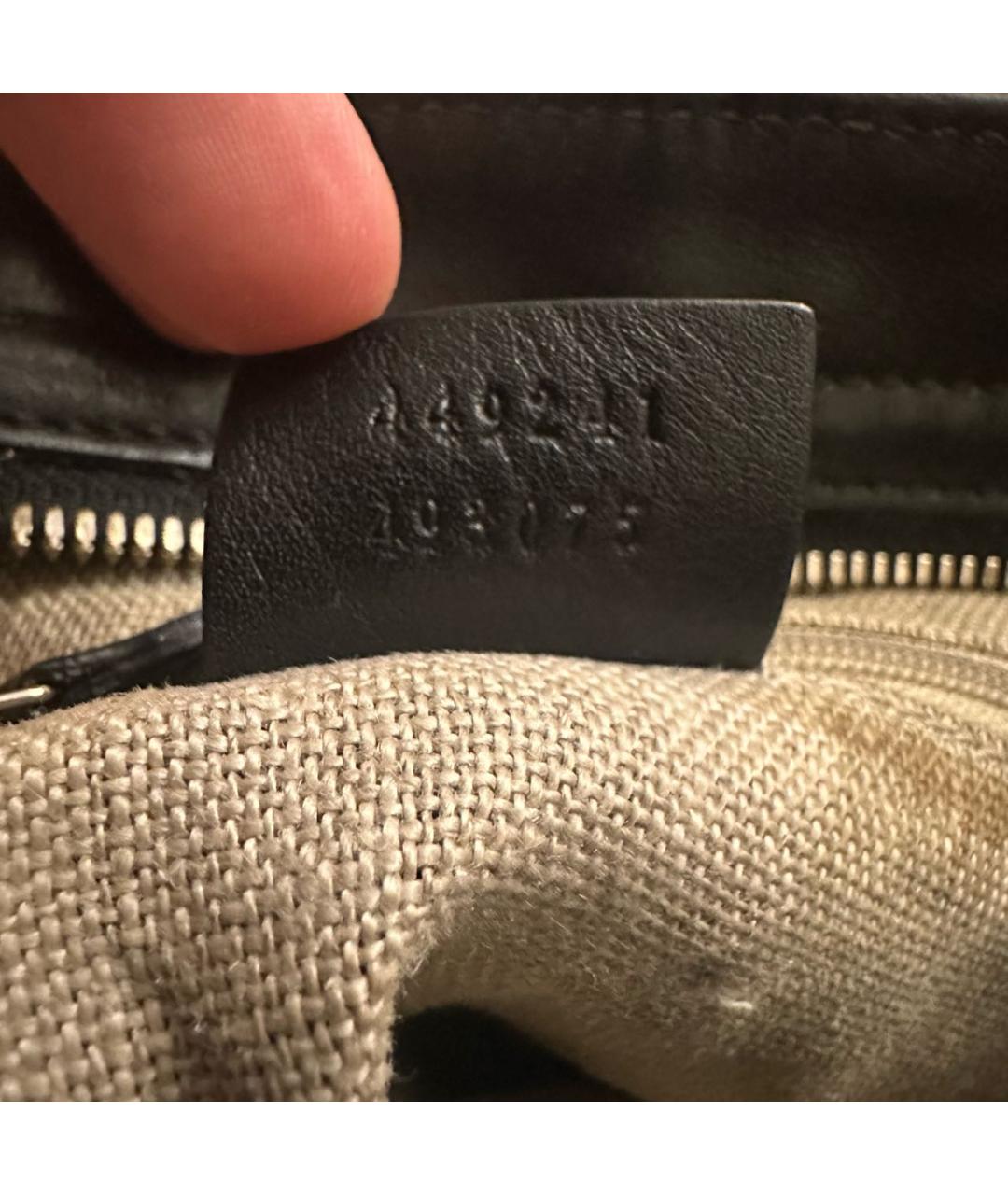 GUCCI Черная кожаная сумка с короткими ручками, фото 5