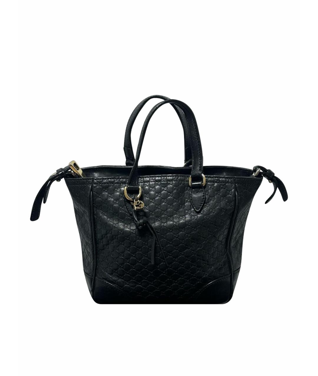 GUCCI Черная кожаная сумка с короткими ручками, фото 1
