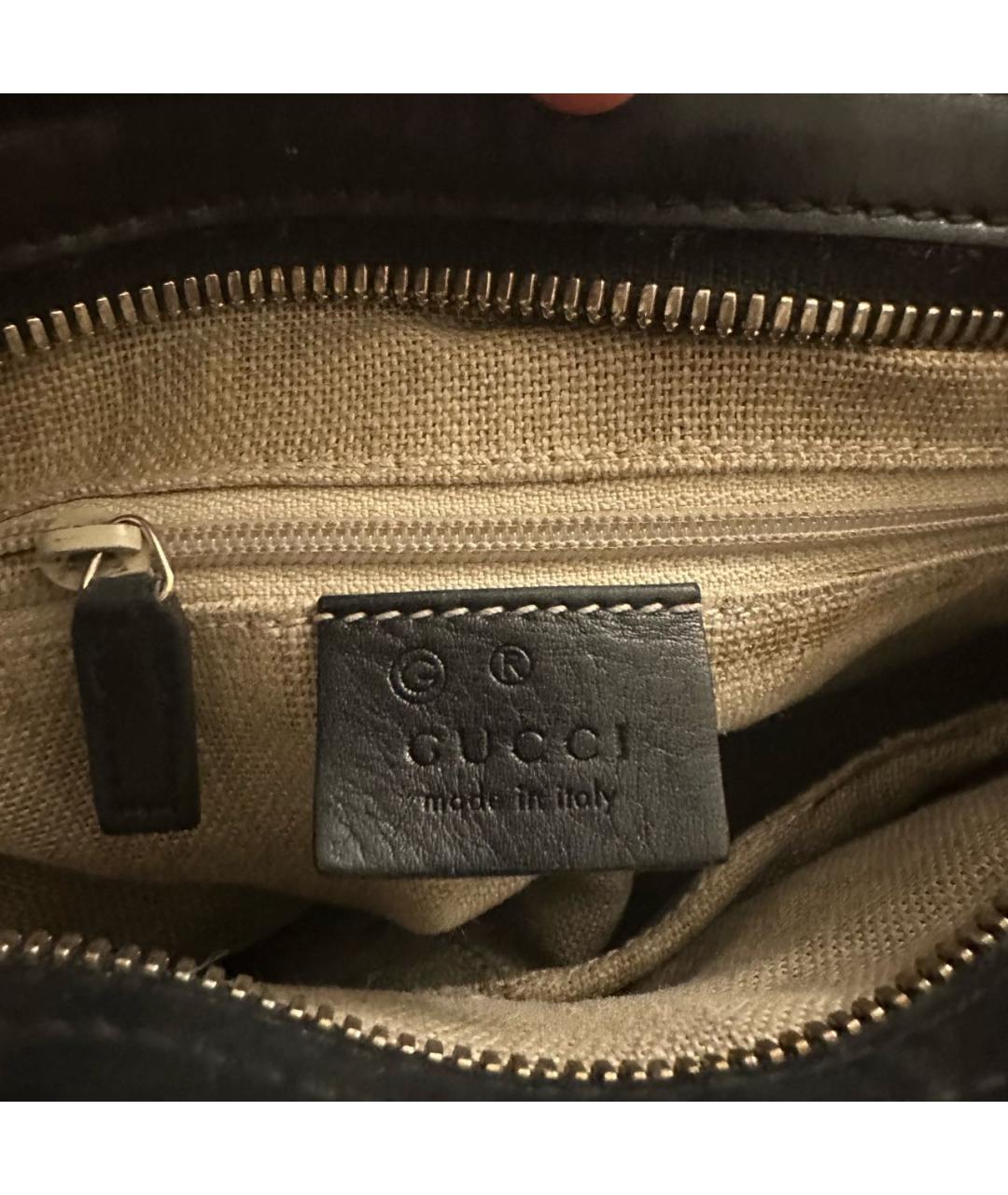 GUCCI Черная кожаная сумка с короткими ручками, фото 4