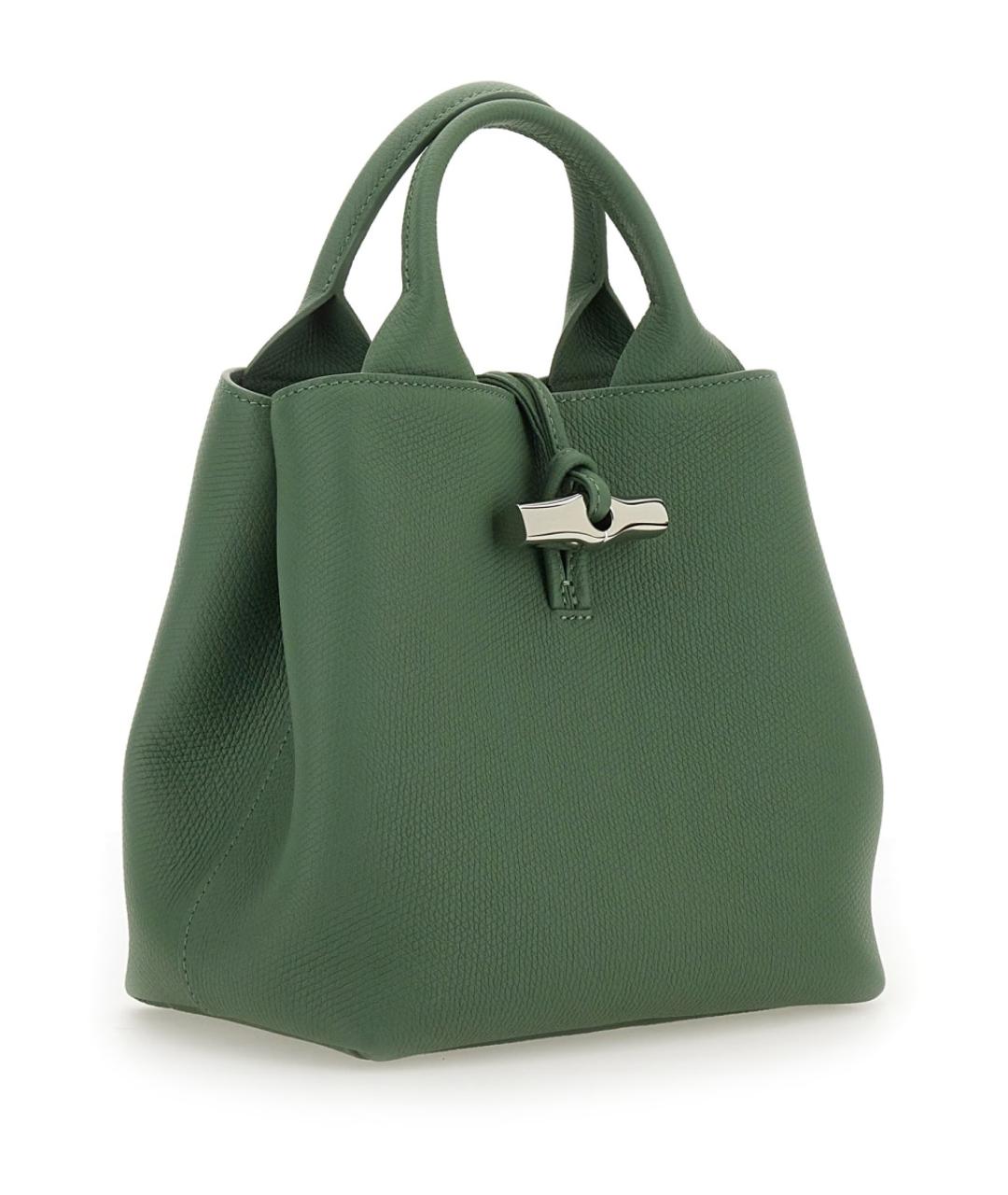 LONGCHAMP Зеленая кожаная сумка тоут, фото 3