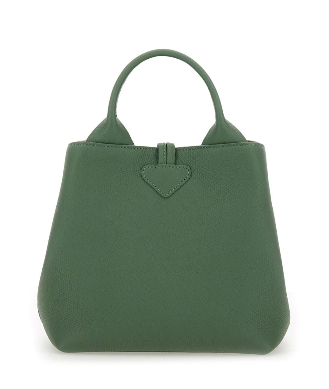 LONGCHAMP Зеленая кожаная сумка тоут, фото 4